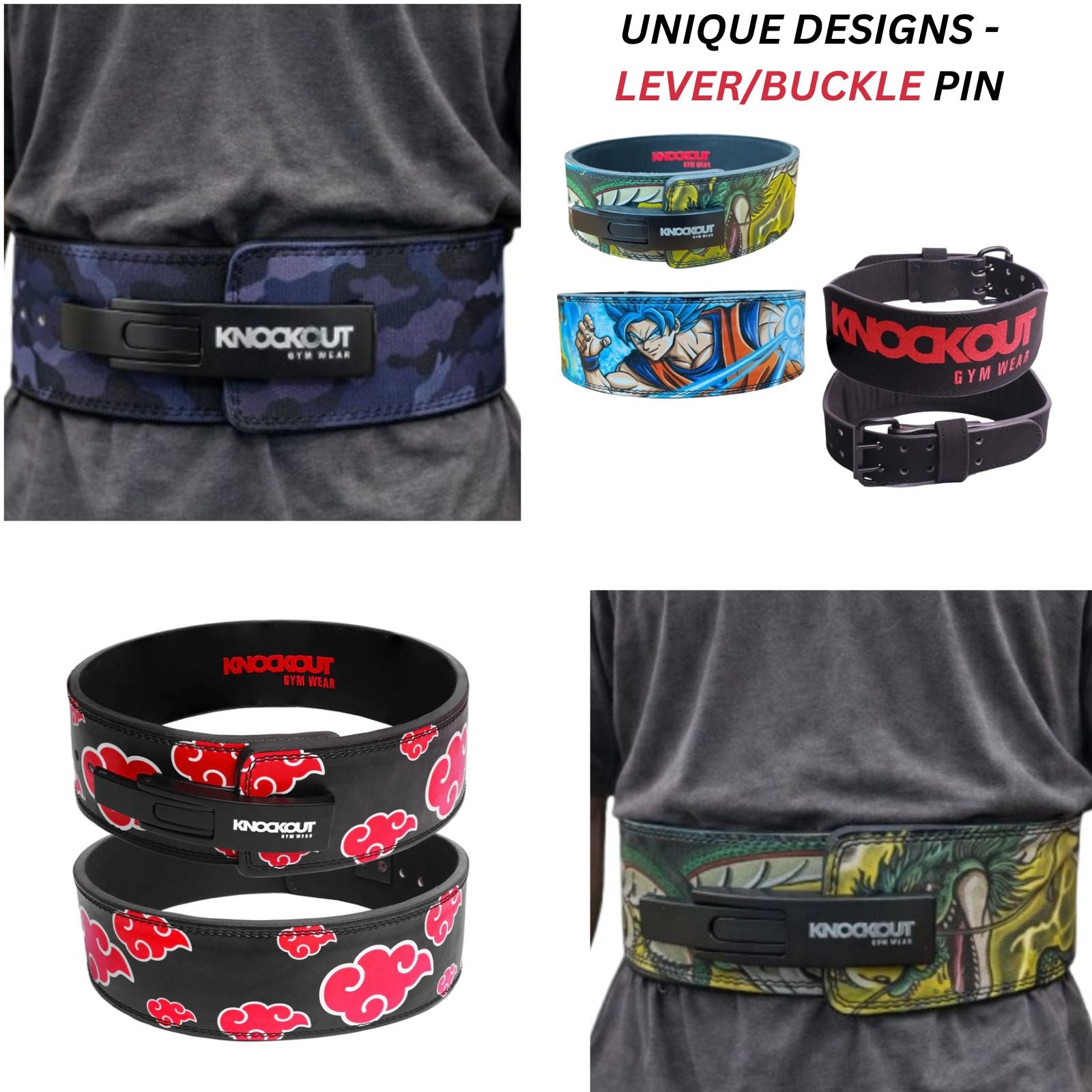 Weightlifting Belt Printed Anime/Goku Edition LEVER Control/ Self Lock/ Buckle Pin