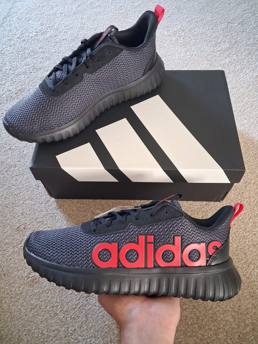 adidas Kaptir Base Sizes UK 7 & 8 Men's Black Red Trainer