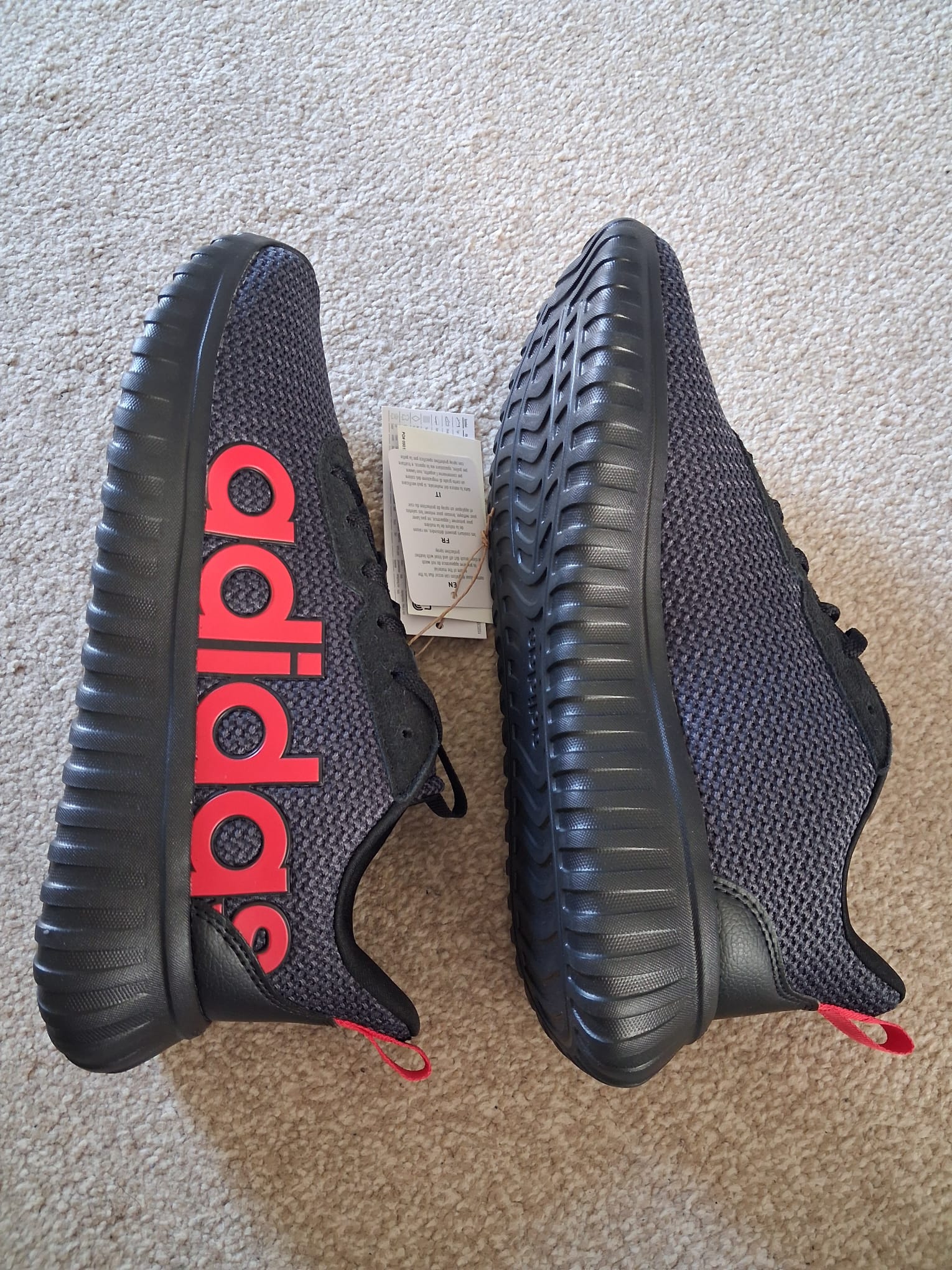 adidas Kaptir Base Sizes UK 7 & 8 Men's Black Red Trainer
