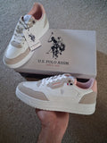 U.S. Polo Assn. Women's Trainer White Pink Beige UK Size 5 / EUR 38 / US 6.5