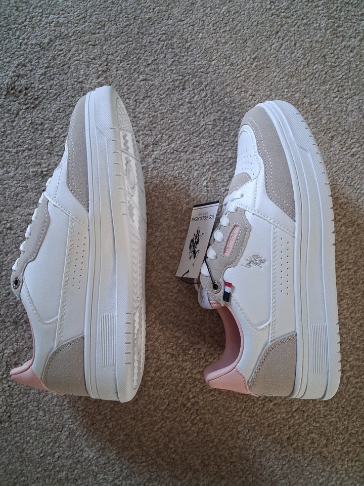 U.S. Polo Assn. Women's Trainer White Pink Beige UK Size 5 / EUR 38 / US 6.5