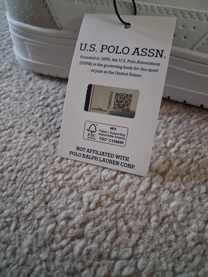 U.S. Polo Assn. Women's Trainer White Pink Beige UK Size 5 / EUR 38 / US 6.5